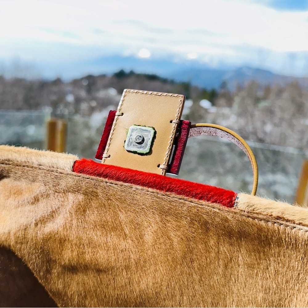 Fendi: Pony Calf Hair Multi Color Patchwork Leather Mamma Baguette Shoulder Bag - Picture 15 of 17